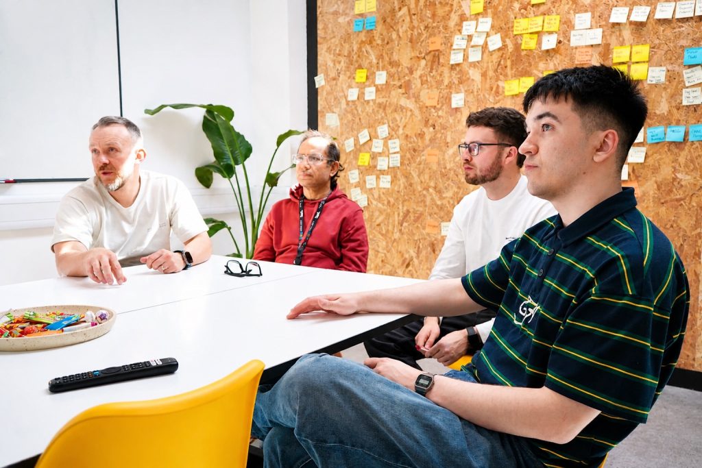 A team discussing around a table