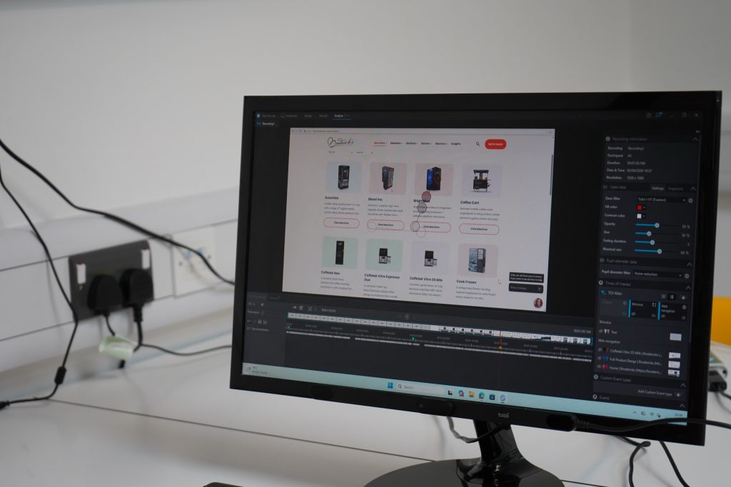 A prototype on a monitor with eye tracking software