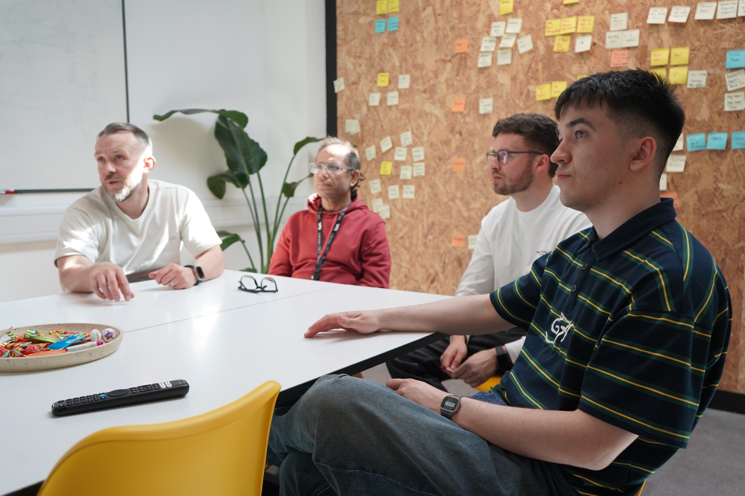 A client team watching a usability session together